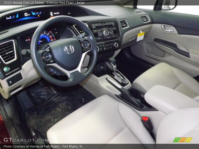 Crimson Red Pearl / Beige 2013 Honda Civic LX Sedan