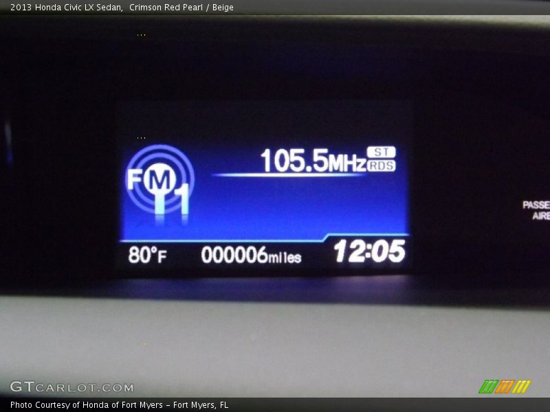 Crimson Red Pearl / Beige 2013 Honda Civic LX Sedan