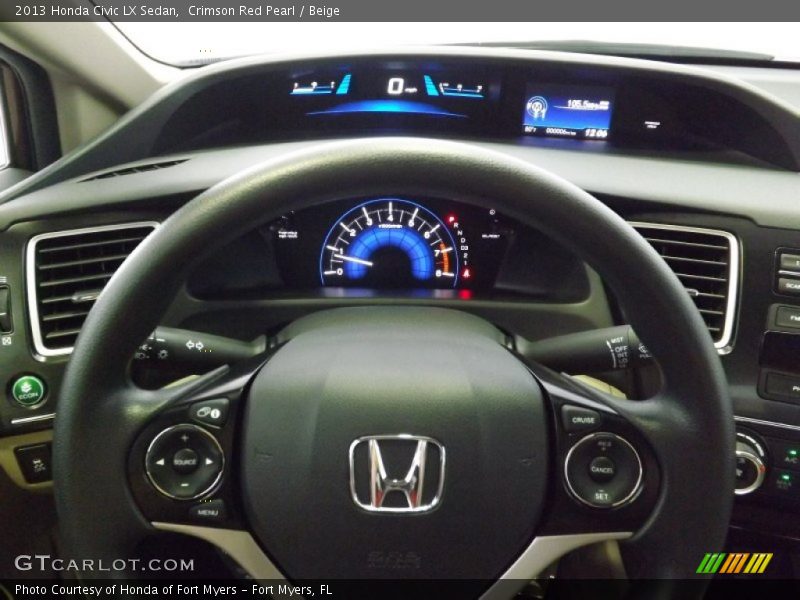 Crimson Red Pearl / Beige 2013 Honda Civic LX Sedan