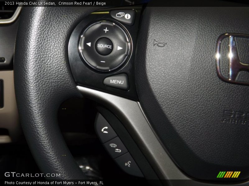 Crimson Red Pearl / Beige 2013 Honda Civic LX Sedan