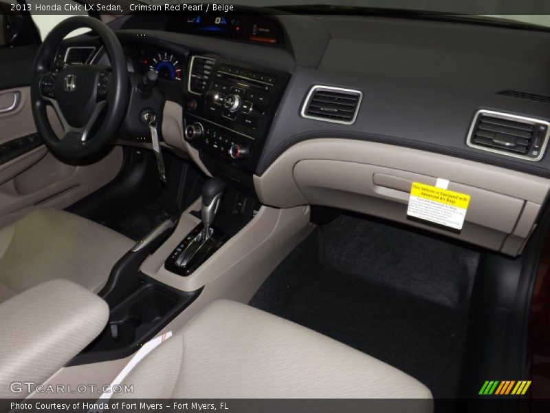 Crimson Red Pearl / Beige 2013 Honda Civic LX Sedan