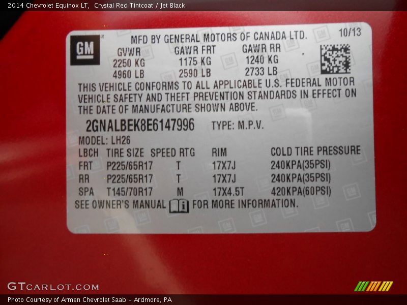 Crystal Red Tintcoat / Jet Black 2014 Chevrolet Equinox LT