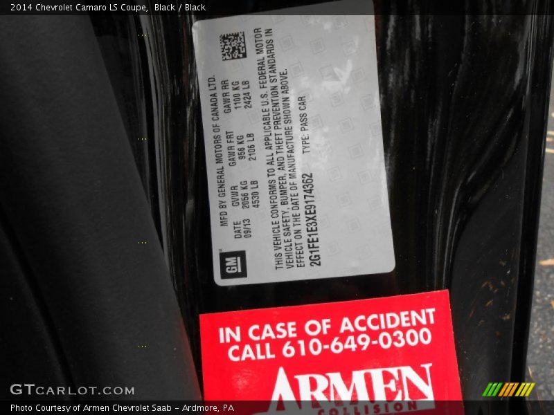 Black / Black 2014 Chevrolet Camaro LS Coupe