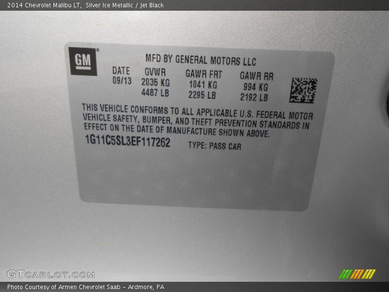 Silver Ice Metallic / Jet Black 2014 Chevrolet Malibu LT