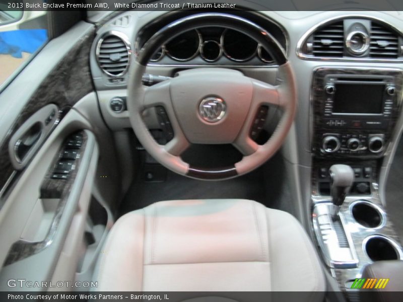 White Diamond Tricoat / Titanium Leather 2013 Buick Enclave Premium AWD