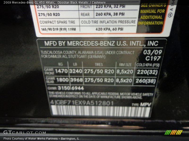Obsidian Black Metallic / Cashmere 2009 Mercedes-Benz GL 450 4Matic