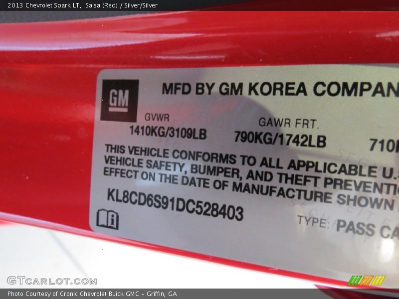 Salsa (Red) / Silver/Silver 2013 Chevrolet Spark LT