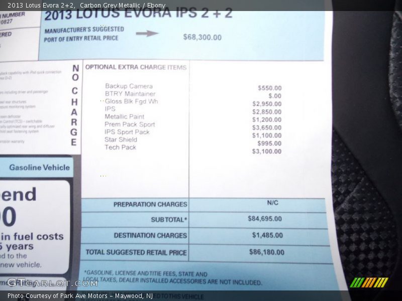  2013 Evora 2+2 Window Sticker