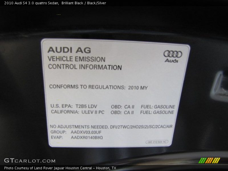 Brilliant Black / Black/Silver 2010 Audi S4 3.0 quattro Sedan