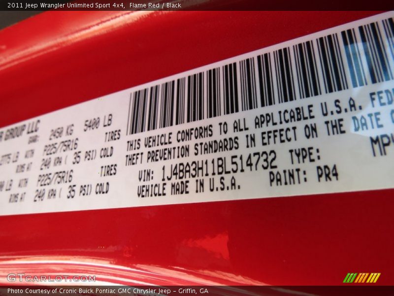 Flame Red / Black 2011 Jeep Wrangler Unlimited Sport 4x4