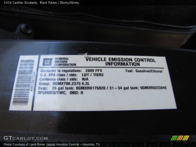 Black Raven / Ebony/Ebony 2009 Cadillac Escalade