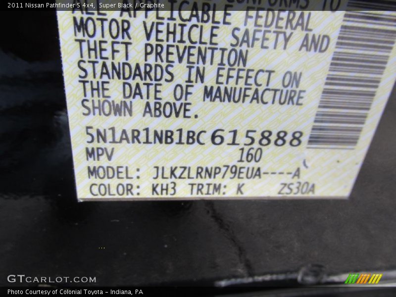 Super Black / Graphite 2011 Nissan Pathfinder S 4x4