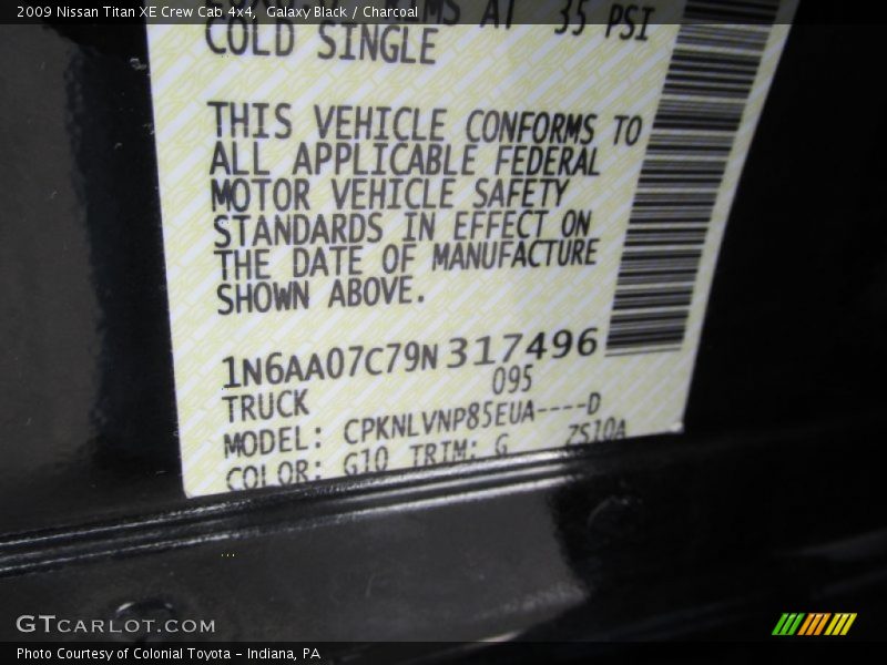 Galaxy Black / Charcoal 2009 Nissan Titan XE Crew Cab 4x4