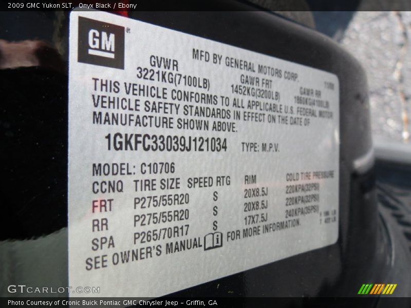 Onyx Black / Ebony 2009 GMC Yukon SLT
