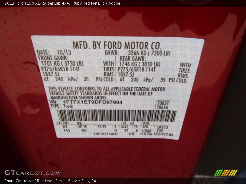 Ruby Red Metallic / Adobe 2013 Ford F150 XLT SuperCab 4x4