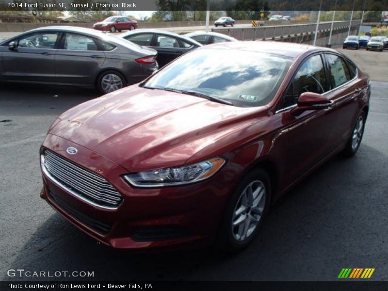 Sunset / Charcoal Black 2014 Ford Fusion SE
