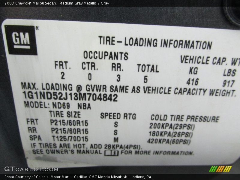 Medium Gray Metallic / Gray 2003 Chevrolet Malibu Sedan