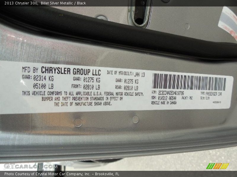 Billet Silver Metallic / Black 2013 Chrysler 300