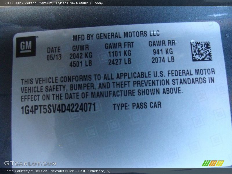 Cyber Gray Metallic / Ebony 2013 Buick Verano Premium