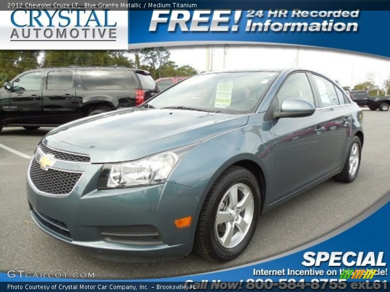 Blue Granite Metallic / Medium Titanium 2012 Chevrolet Cruze LT