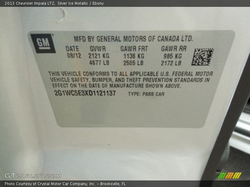 Silver Ice Metallic / Ebony 2013 Chevrolet Impala LTZ