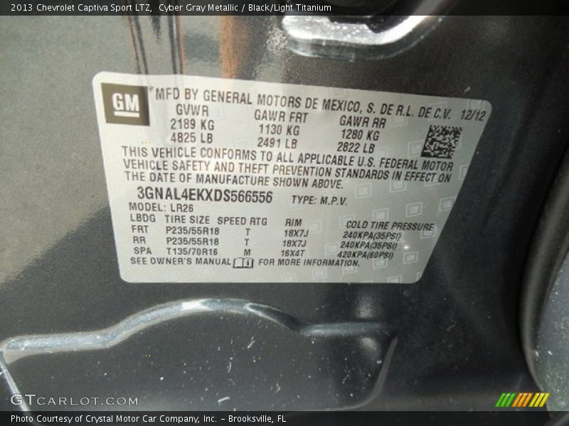 Cyber Gray Metallic / Black/Light Titanium 2013 Chevrolet Captiva Sport LTZ