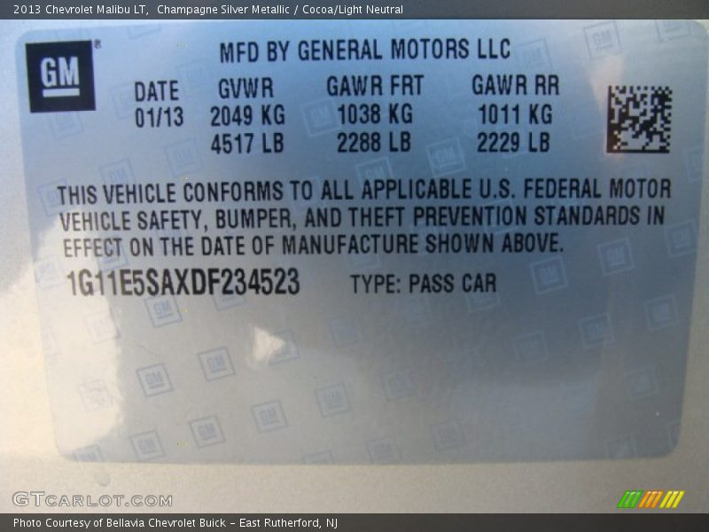 Champagne Silver Metallic / Cocoa/Light Neutral 2013 Chevrolet Malibu LT