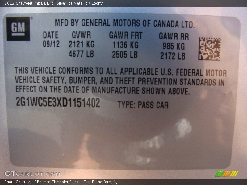 Silver Ice Metallic / Ebony 2013 Chevrolet Impala LTZ