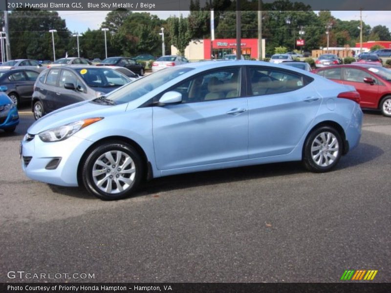 Blue Sky Metallic / Beige 2012 Hyundai Elantra GLS