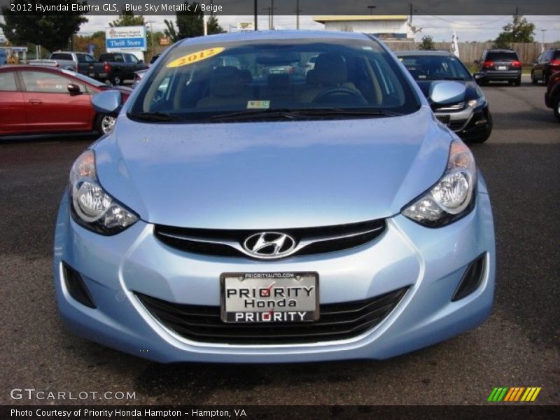 Blue Sky Metallic / Beige 2012 Hyundai Elantra GLS