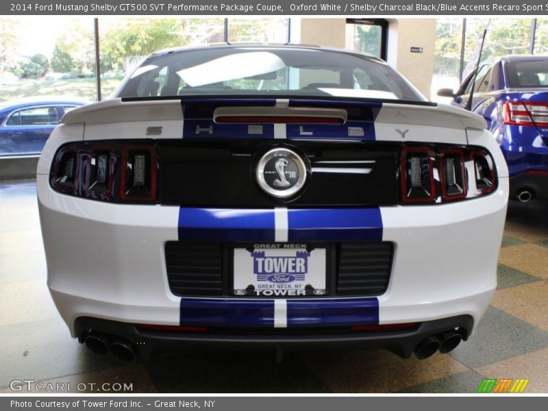 Oxford White / Shelby Charcoal Black/Blue Accents Recaro Sport Seats 2014 Ford Mustang Shelby GT500 SVT Performance Package Coupe