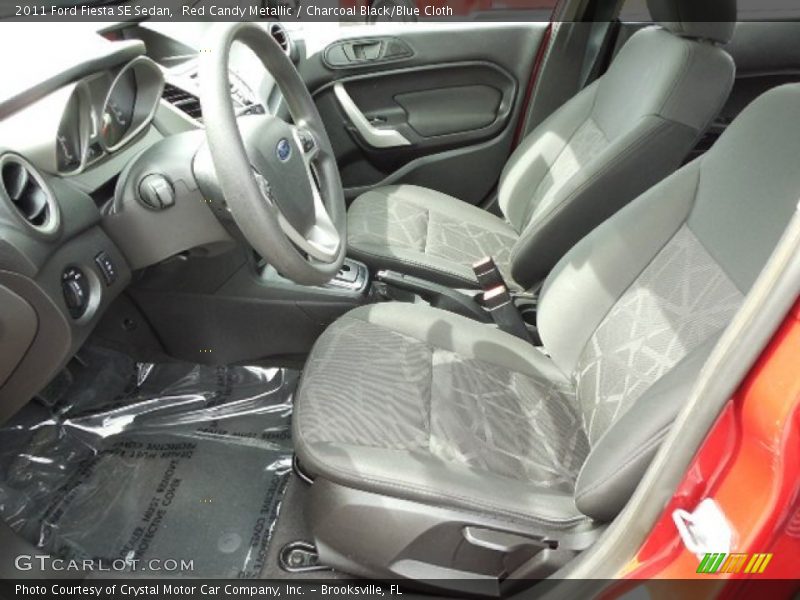 Red Candy Metallic / Charcoal Black/Blue Cloth 2011 Ford Fiesta SE Sedan