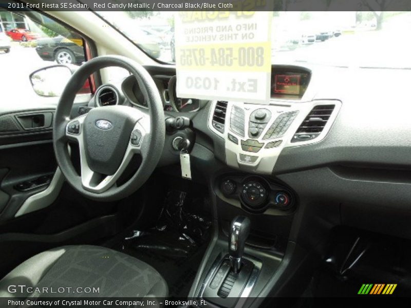 Red Candy Metallic / Charcoal Black/Blue Cloth 2011 Ford Fiesta SE Sedan