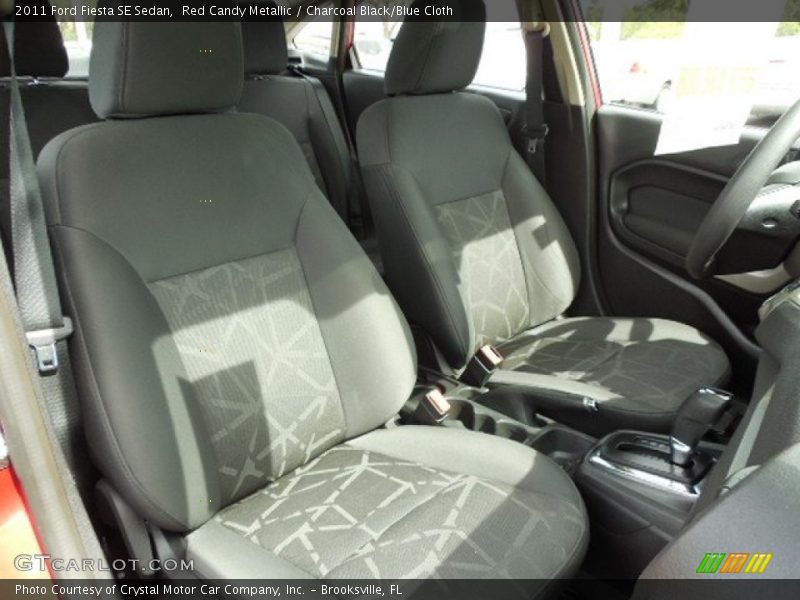 Red Candy Metallic / Charcoal Black/Blue Cloth 2011 Ford Fiesta SE Sedan