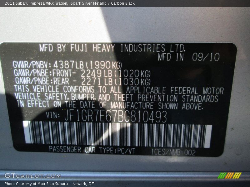 Spark Silver Metallic / Carbon Black 2011 Subaru Impreza WRX Wagon
