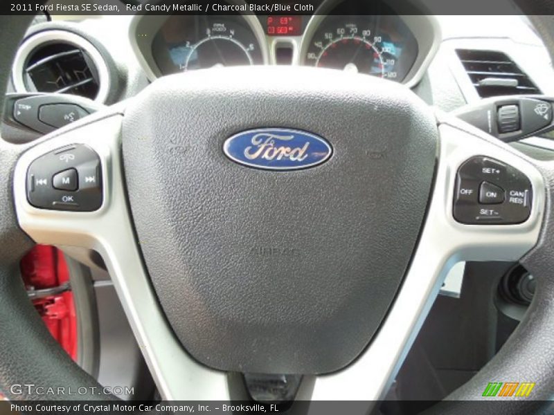 Red Candy Metallic / Charcoal Black/Blue Cloth 2011 Ford Fiesta SE Sedan