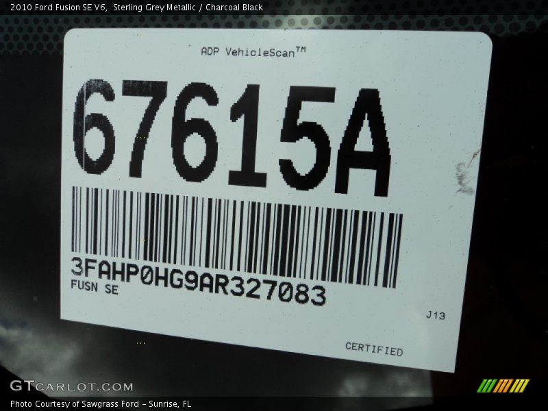 Sterling Grey Metallic / Charcoal Black 2010 Ford Fusion SE V6