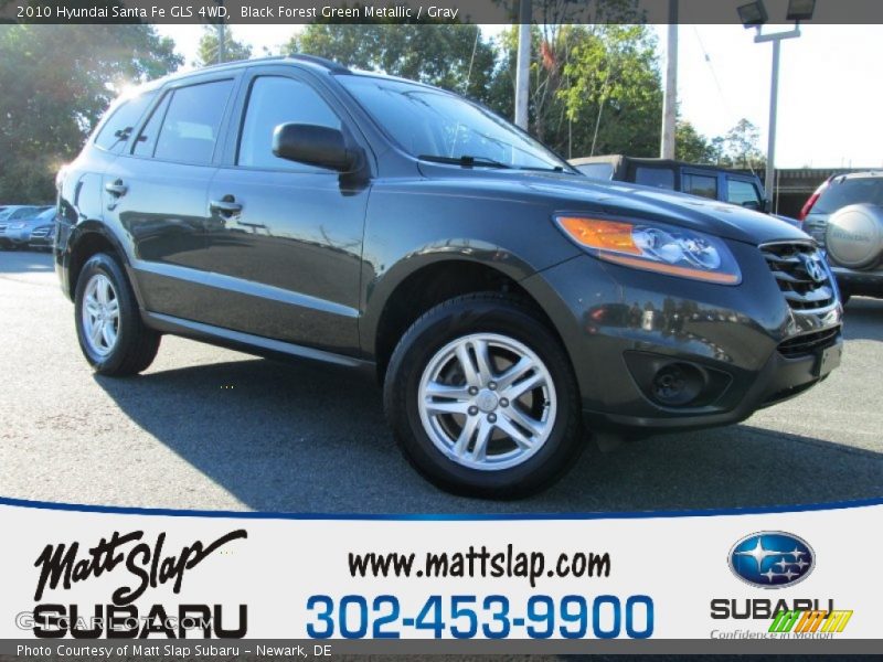 Black Forest Green Metallic / Gray 2010 Hyundai Santa Fe GLS 4WD