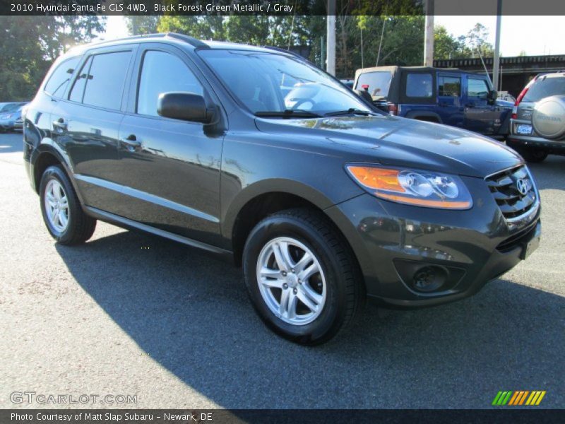 Black Forest Green Metallic / Gray 2010 Hyundai Santa Fe GLS 4WD