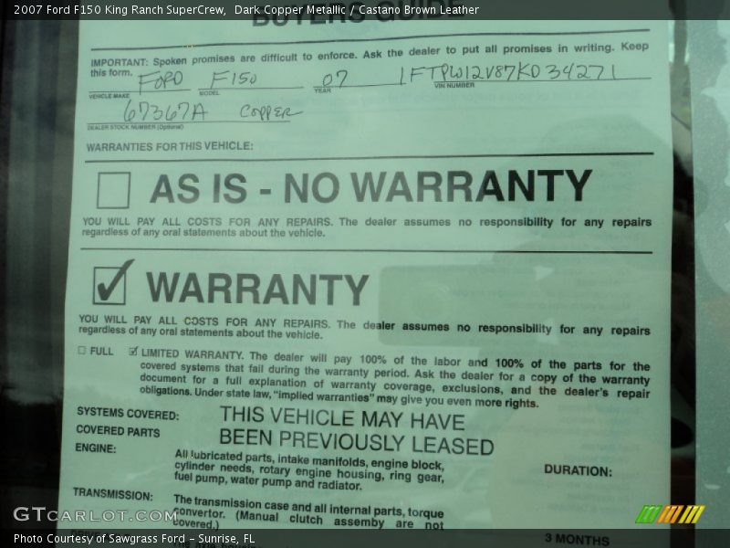 Dark Copper Metallic / Castano Brown Leather 2007 Ford F150 King Ranch SuperCrew