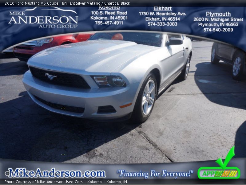 Brilliant Silver Metallic / Charcoal Black 2010 Ford Mustang V6 Coupe