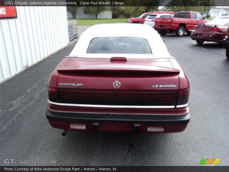 Claret Red Metallic / Beige 1991 Chrysler LeBaron Highline Convertible