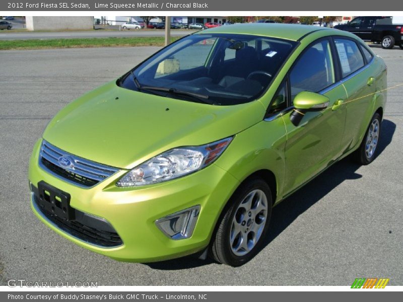 Lime Squeeze Metallic / Charcoal Black 2012 Ford Fiesta SEL Sedan