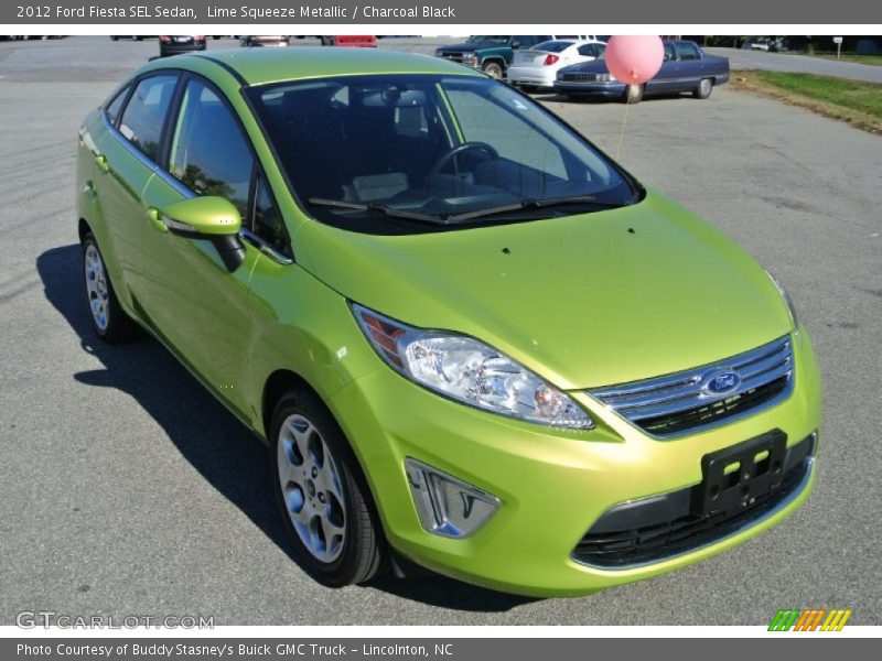 Lime Squeeze Metallic / Charcoal Black 2012 Ford Fiesta SEL Sedan