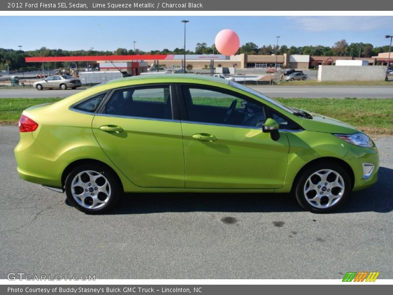 Lime Squeeze Metallic / Charcoal Black 2012 Ford Fiesta SEL Sedan