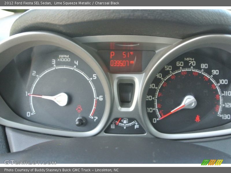 Lime Squeeze Metallic / Charcoal Black 2012 Ford Fiesta SEL Sedan