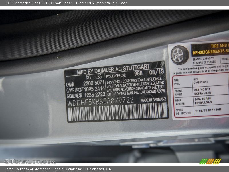 Diamond Silver Metallic / Black 2014 Mercedes-Benz E 350 Sport Sedan