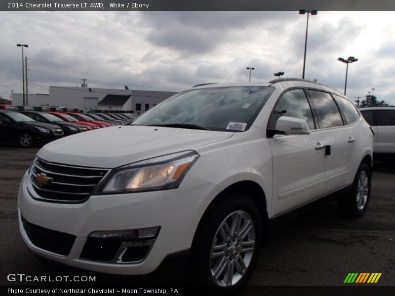 White / Ebony 2014 Chevrolet Traverse LT AWD