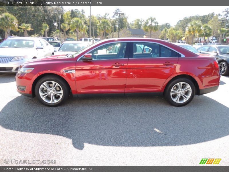 Ruby Red Metallic / Charcoal Black 2013 Ford Taurus SEL