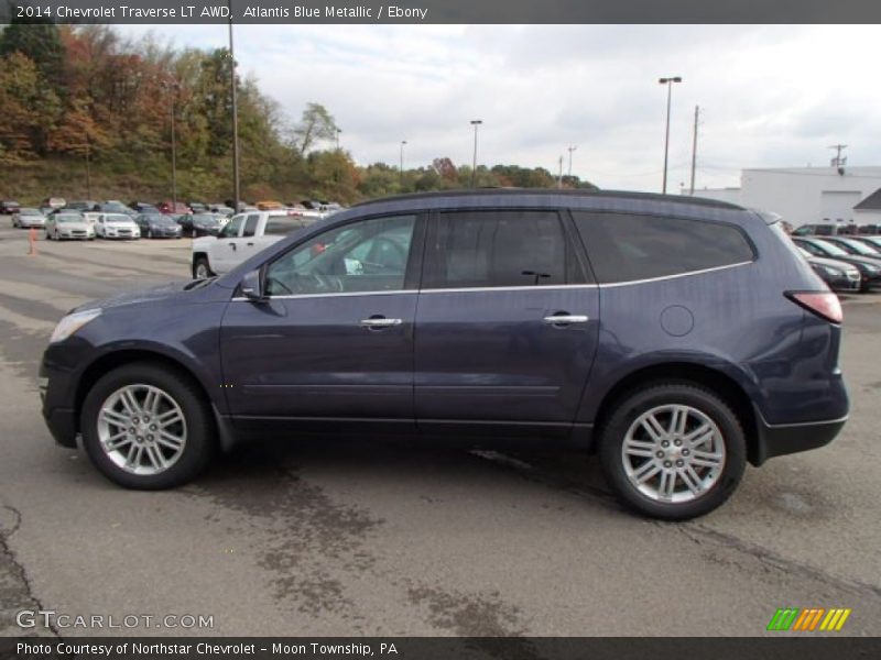 Atlantis Blue Metallic / Ebony 2014 Chevrolet Traverse LT AWD